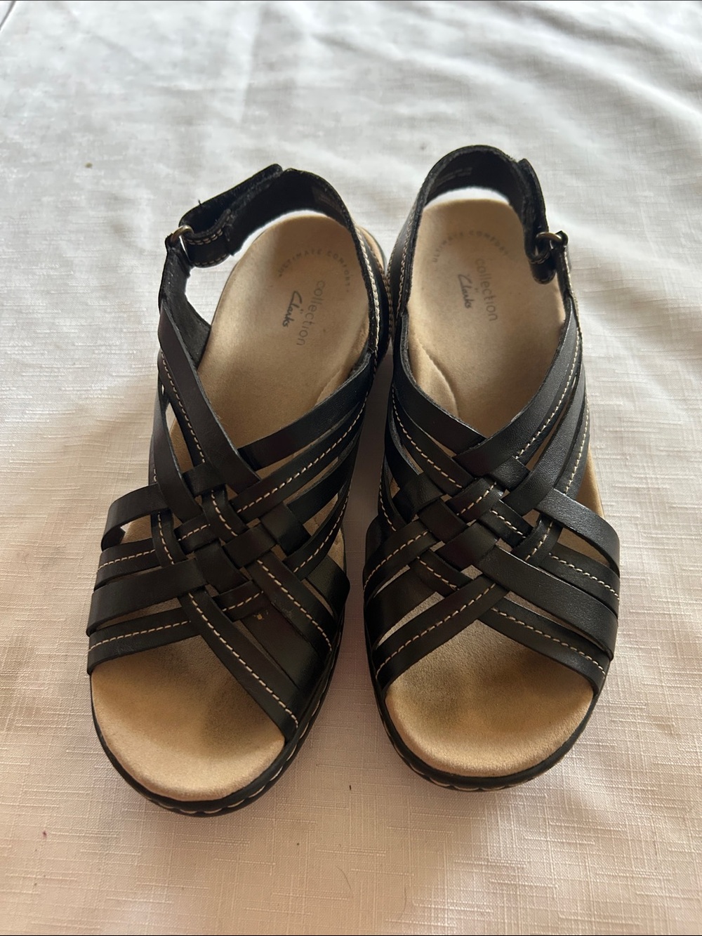 Clarks Black Woven -Strap Women's Sandals